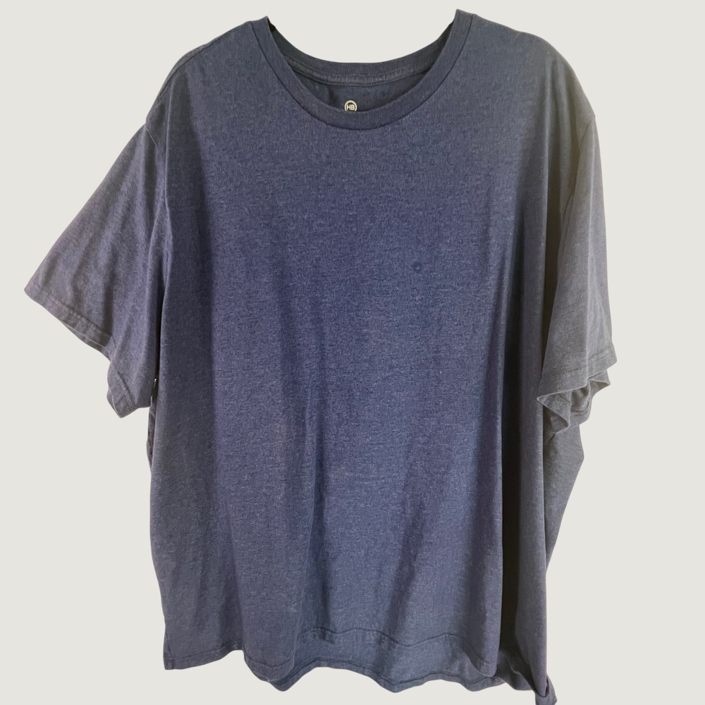 HB Mens 3XL Heather Navy Blue Crewneck Short Sleeve T-Shirt Basic Cotton Blend